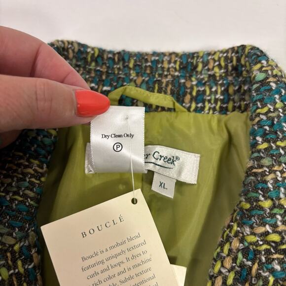 NWT Coldwater Creek Green Tweed Boucle’ Blazer Jacket Size XL - Picture 9 of 9